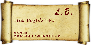 Lieb Boglárka névjegykártya